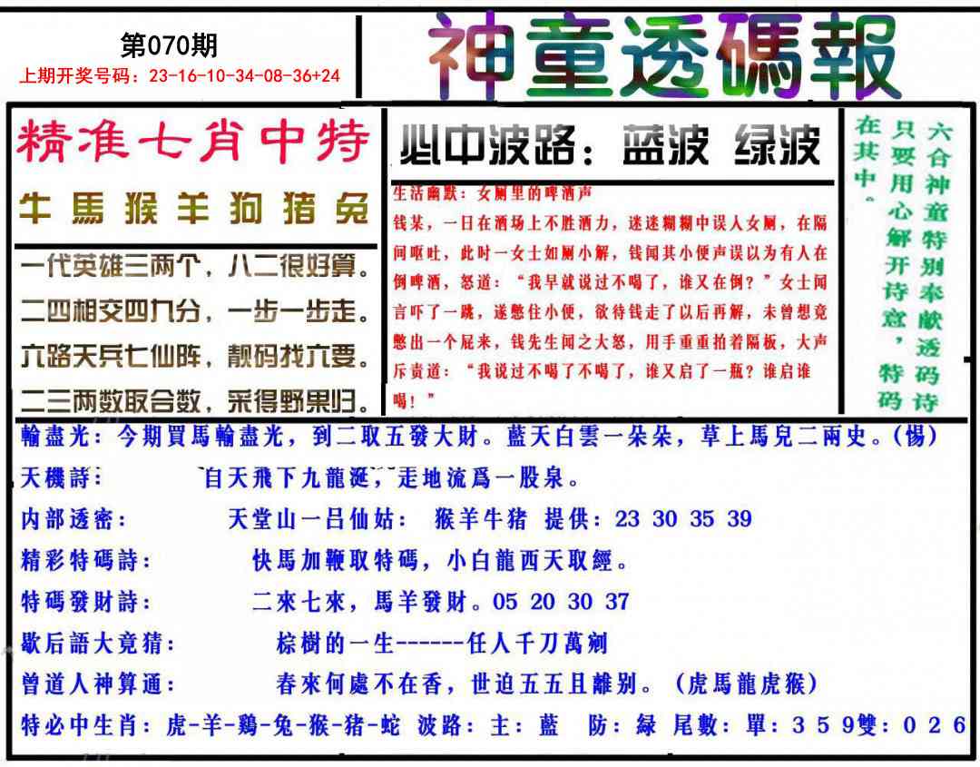 070期神童透码报[图]