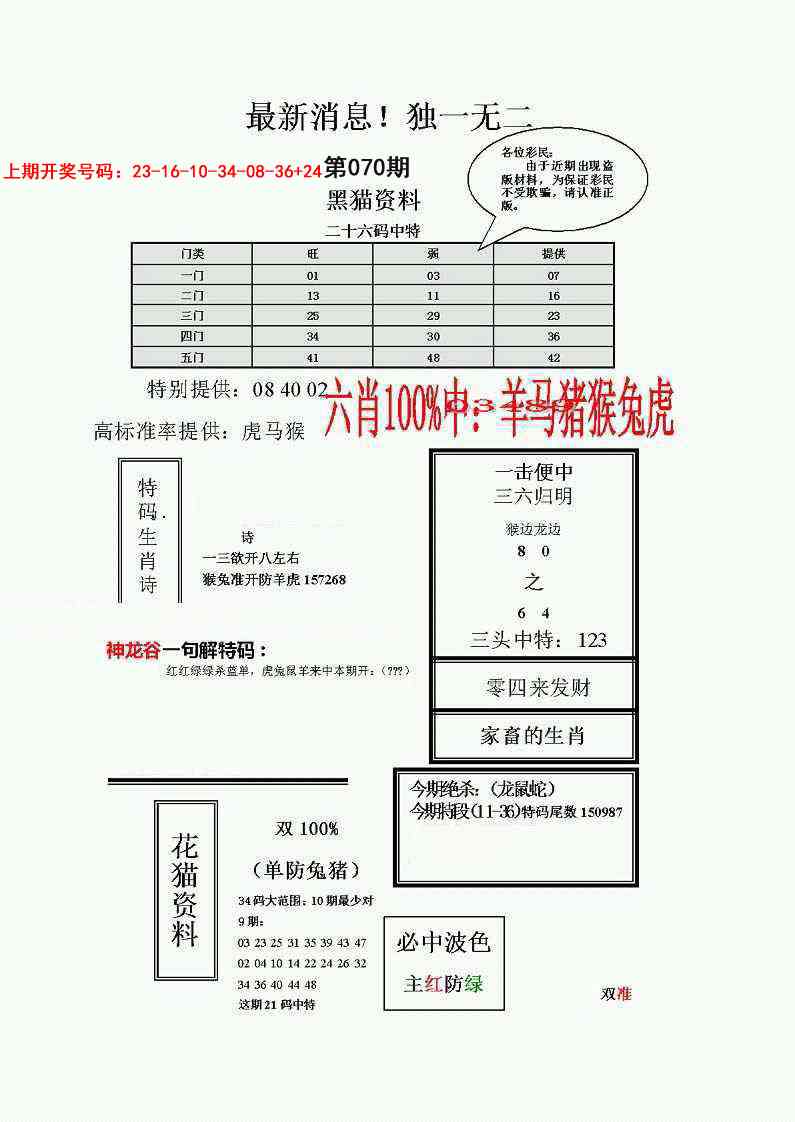 070期独一无二(正)[图]