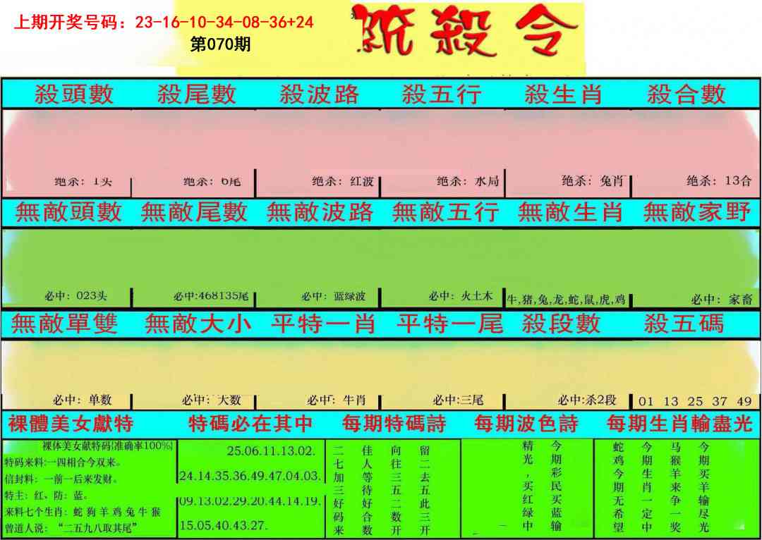 070期统杀令[图]