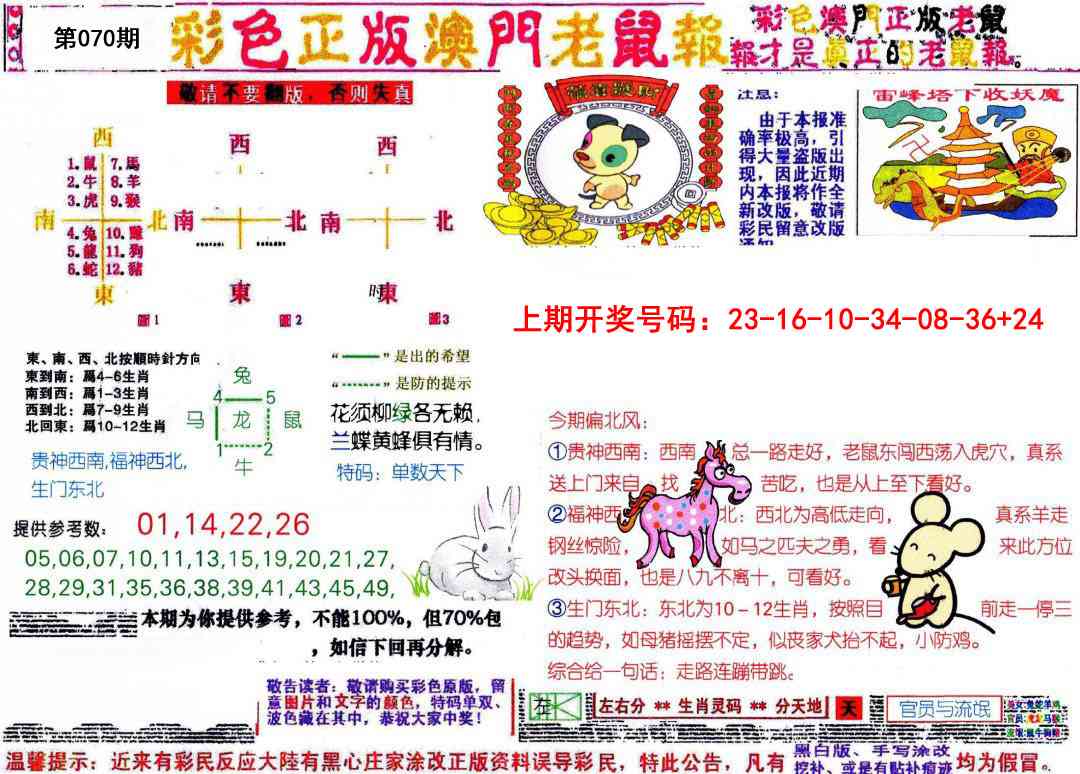 070期彩色正版澳门老鼠报[图]