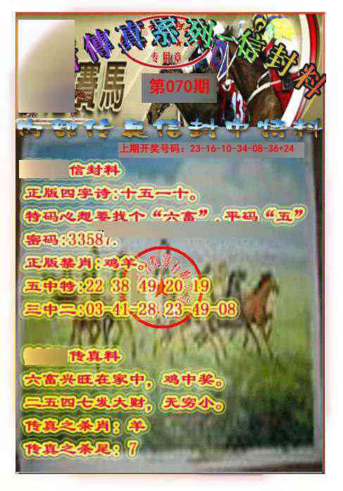 070期马会传真-信封料[图]