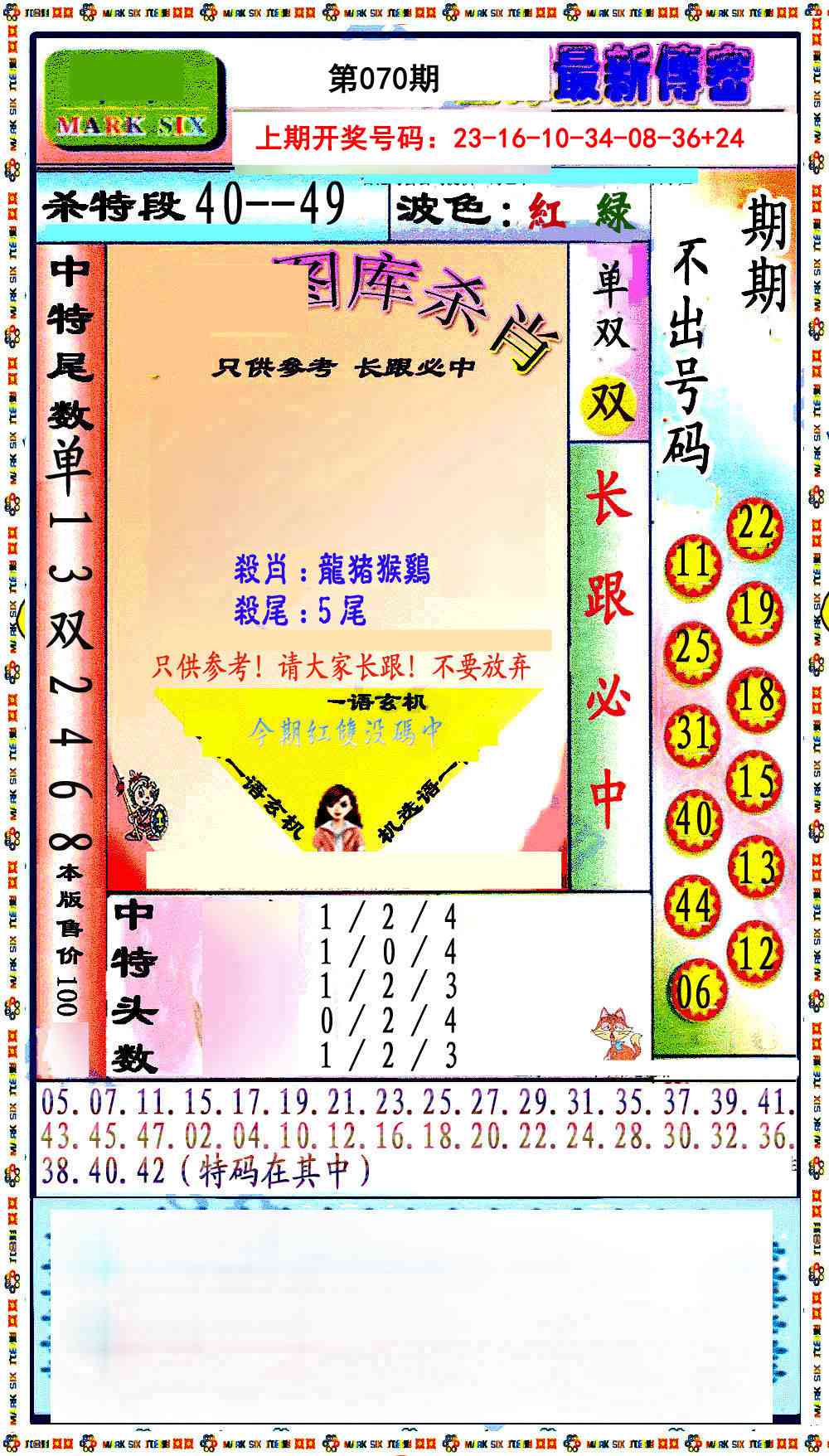 070期最新传密绝杀6肖[图]