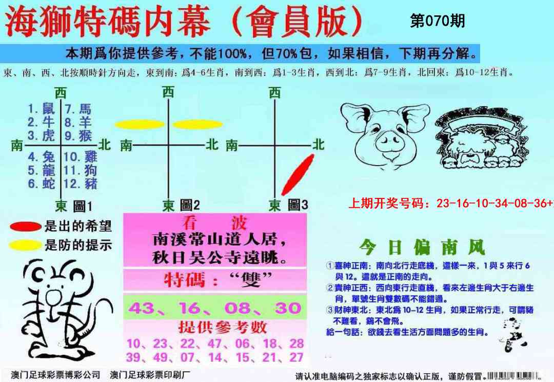 070期海狮特码会员报[图]