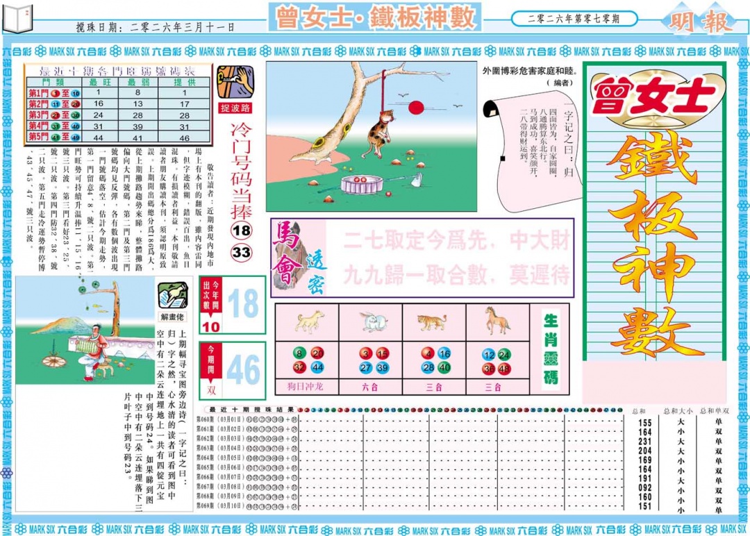 070期曾女士铁板神数A[图]