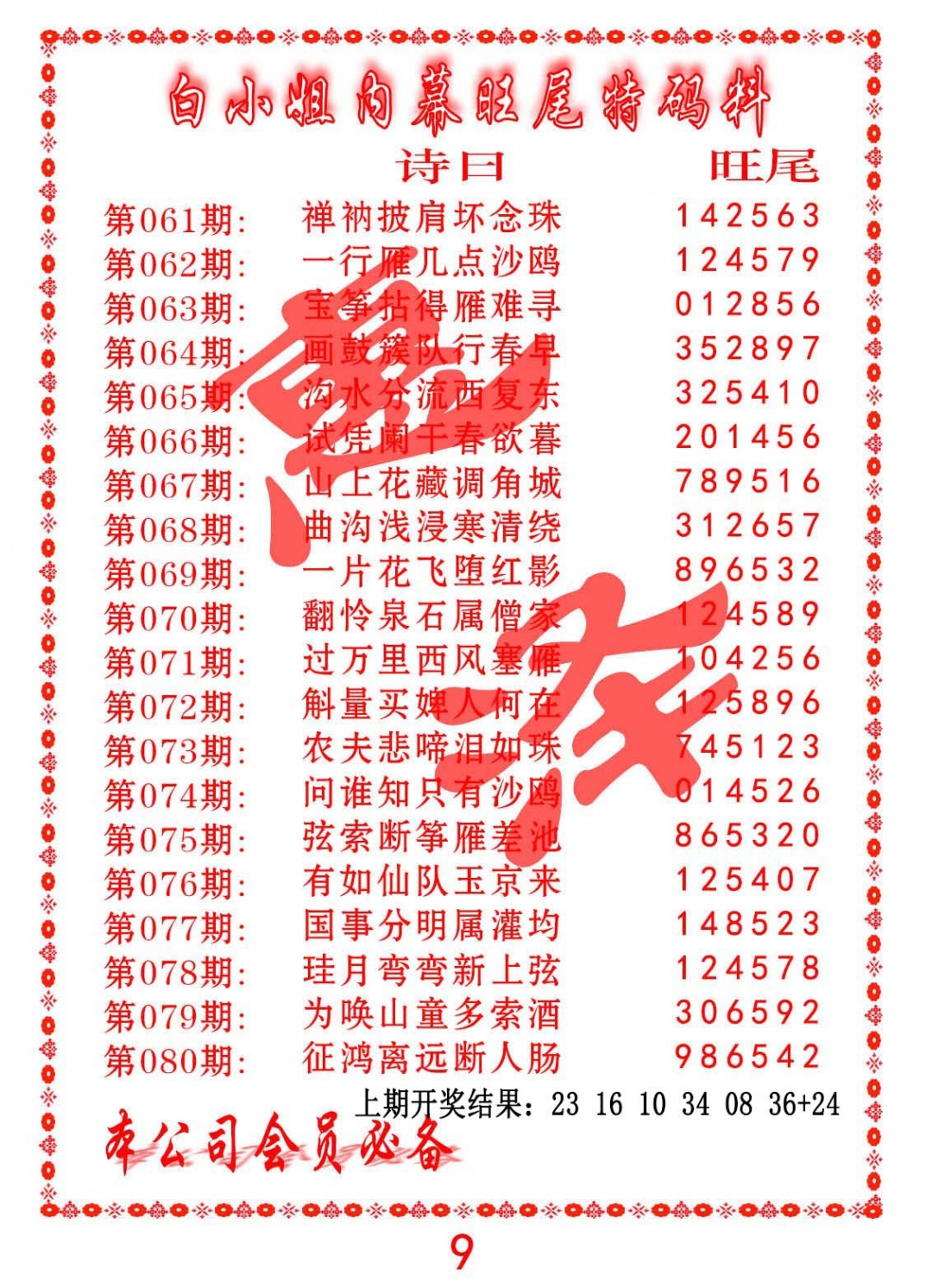 070期内幕旺尾特码料[图]