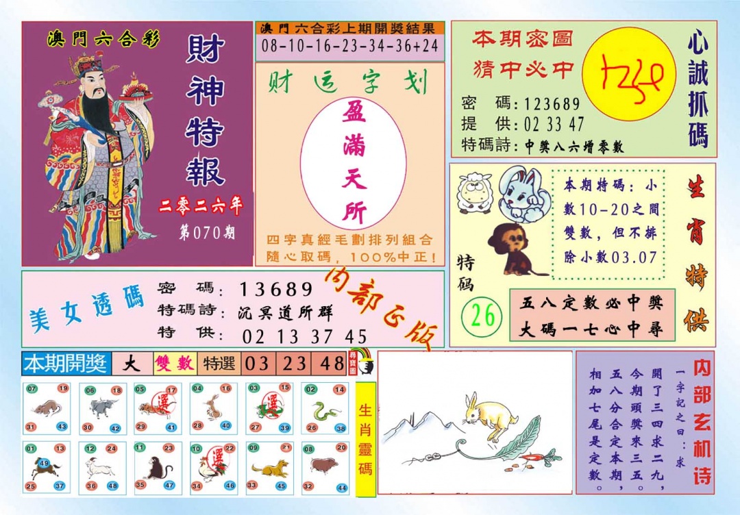 070期财神特报[图]