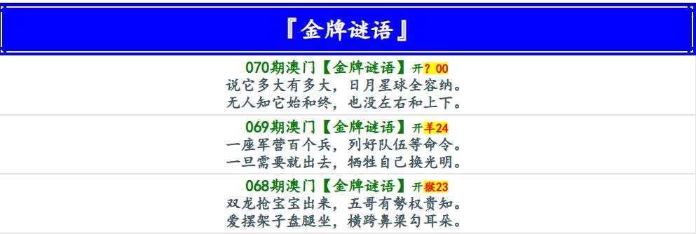 070期金牌谜语[图]