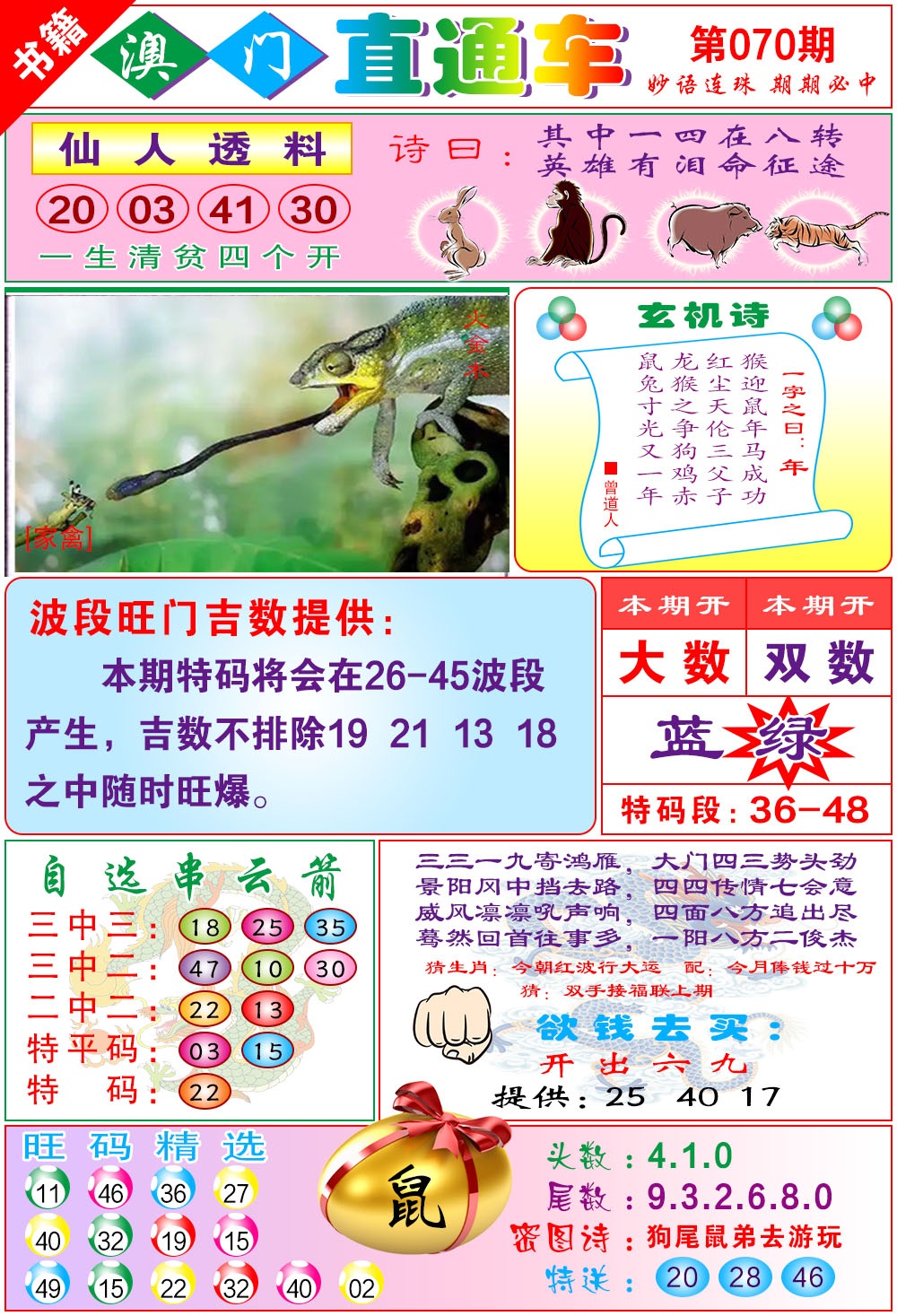 070期白姐直通车[图]