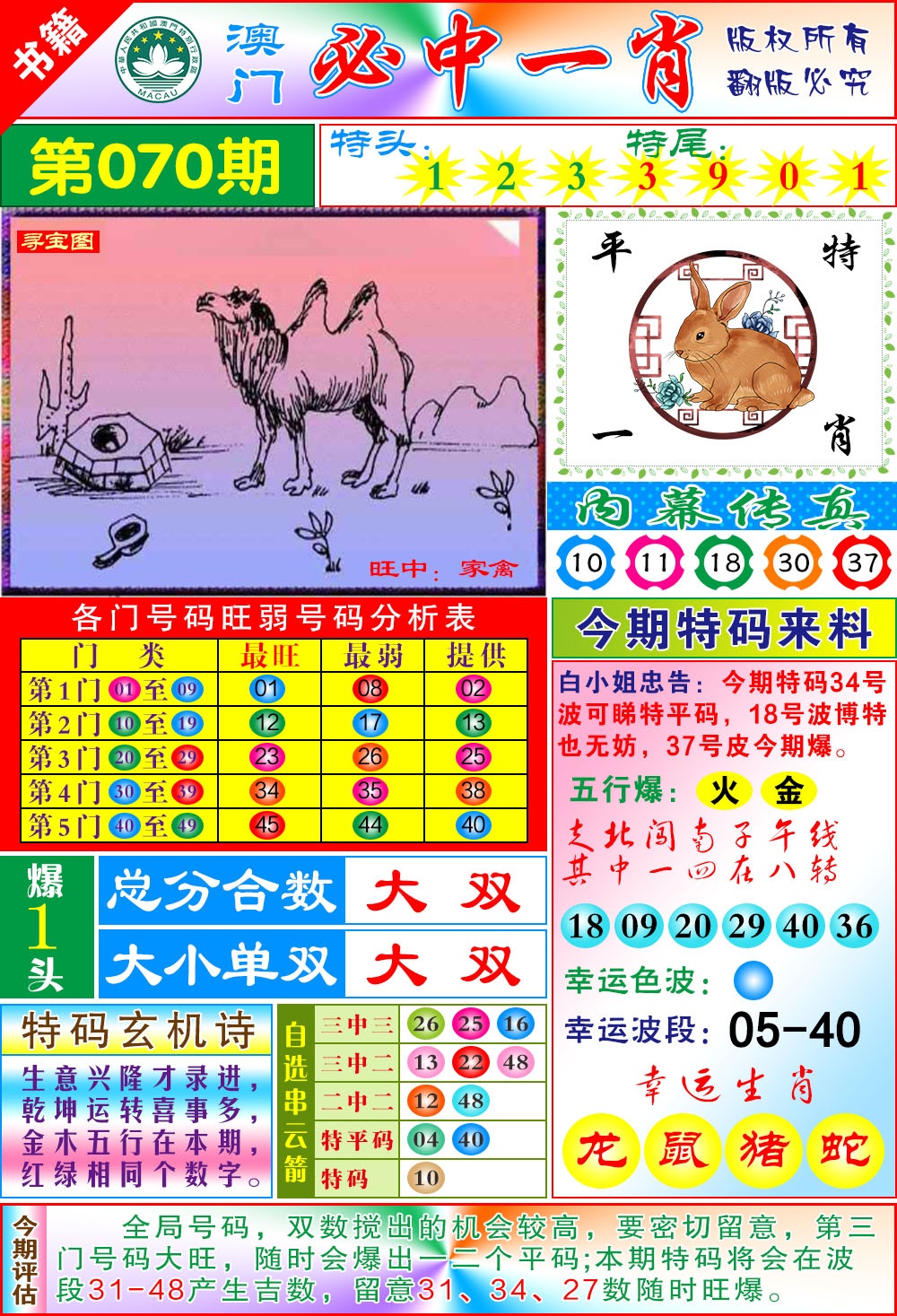 070期澳门玄机一特[图]