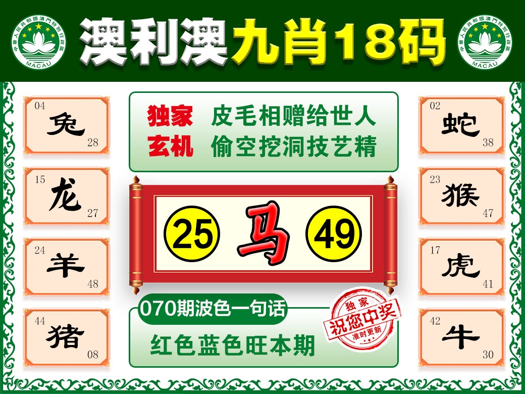 070期澳利澳九肖[图]