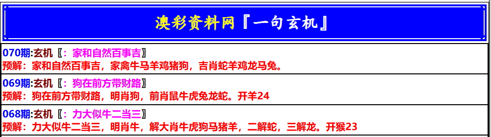 070期澳门一句玄机[图]